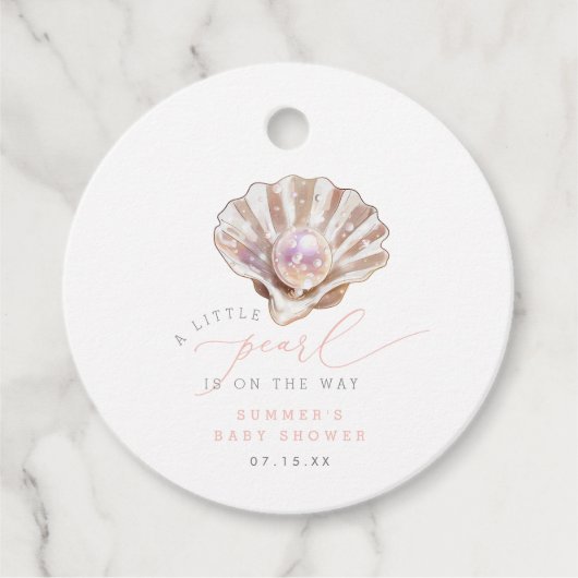 小エレガント真珠が赤ちゃんシャワーの途中にある フェイバータグ (正面)