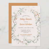 小エレガント花の赤ちゃん 招待状 (正面/裏面)