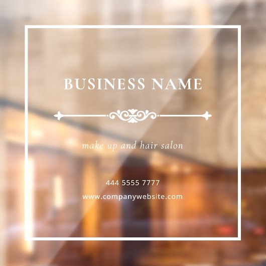 小エレガント規模企業サロン名の白い枠 ウィンドウサイン (シート2)