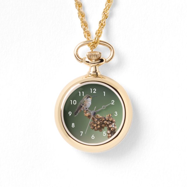 小オレンジハミングバードラージクロック 腕時計 (正面)