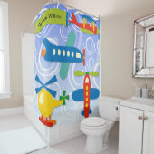 小カスタマイズパイロット飛行機航空 シャワーカーテン (インサイチュ)