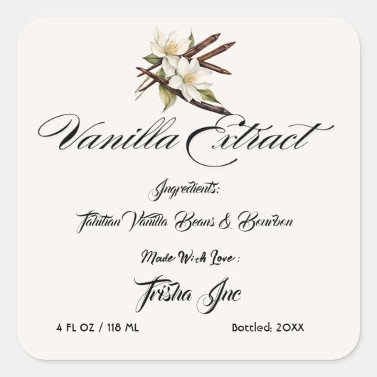小カスタマイズ商バニラ抽出製品 スクエアシール (正面)