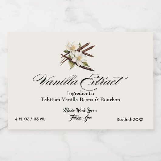 小カスタマイズ商バニラ抽出製品 リキュールボトルラベル (シングルラベル)