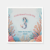 小カスタムさな人魚が海の下を歩いている スタンダードカクテルナプキン (正面)