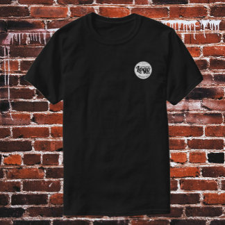 小カスタム企業用ロゴ付きブラックTシャツ Tシャツ