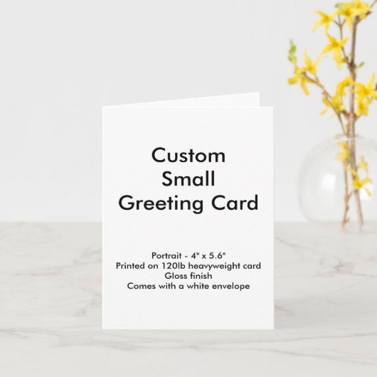 小カスタム型グリーティングカード – ポートレート4インチx 5.6インチ カード (黄色い花)