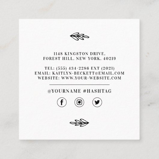 小カスタム型用品の自家製/手作り スクエア名刺 (裏面)