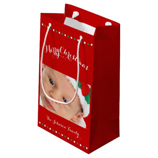 小カスタム抱き枕赤メリークリスマス スモールペーパーバッグ (裏面アングル)