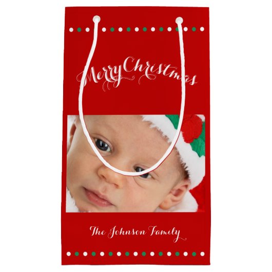 小カスタム抱き枕赤メリークリスマス スモールペーパーバッグ (正面)