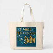 小カッコいいさい人間教えが泳ぐコーチ ラージトートバッグ (正面)