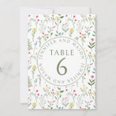 小カラフルさい小さい結婚花のテーブル 招待状 (正面)