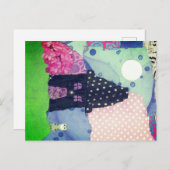 小カラフルさな家、月、猫とコラージュ ポストカード (正面/裏面)