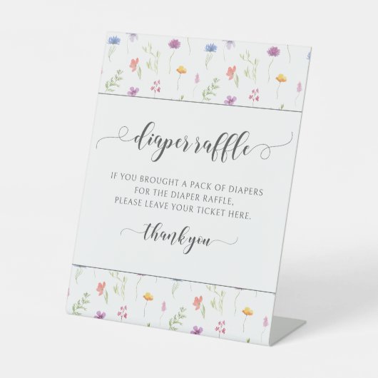 小カラフルさな野花の赤ちゃん女の子おむつオムツ 台座サイン (正面)