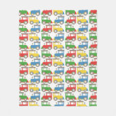 小カラフル列車のパターン フリースブランケット (正面)