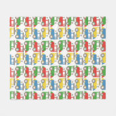 小カラフル列車のパターン フリースブランケット (正面(横))