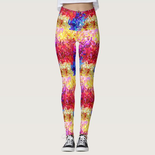 小カラフル形幾何学模様 レギンス (正面)