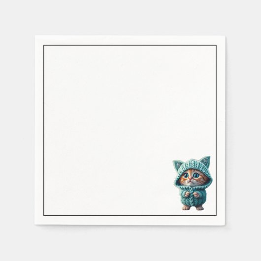 小カラフル猫 スタンダードカクテルナプキン (正面)