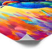 小カラフル鳥が飛び立つ準備 ポスター (角)