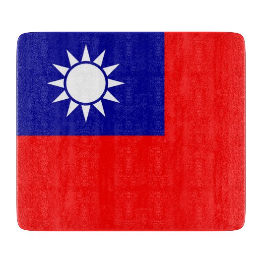 小ガラス板（台湾国旗あり） カッティングボード (正面)