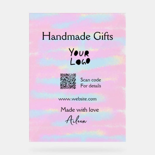 小ガーリー事業の手作りギフト愛QR作り アクリルサイン (正面)