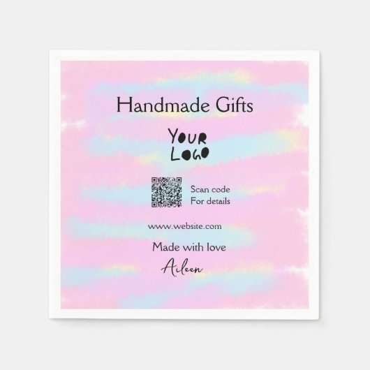 小ガーリー事業の手作りギフト愛QR作り スタンダードカクテルナプキン (正面)
