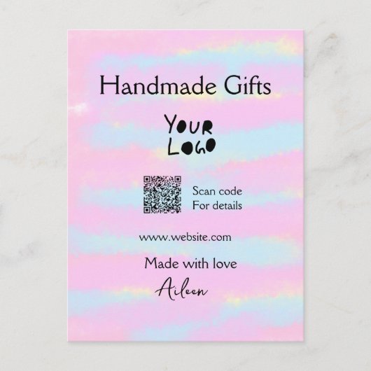 小ガーリー事業の手作りギフト愛QR作り ポストカード (正面)