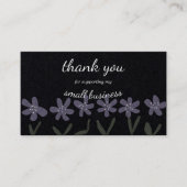 小サンキューカード黒と花 名刺 (正面)