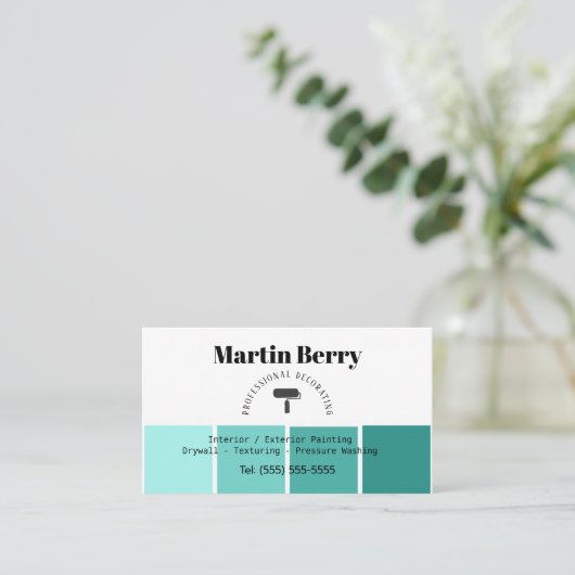 小シンプルさなの画家とデコレータのインテリアデザイン 名刺 (スタンド正面)