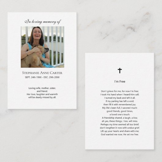 小シンプル型記念祈りの言葉 名刺 (正面/裏面)