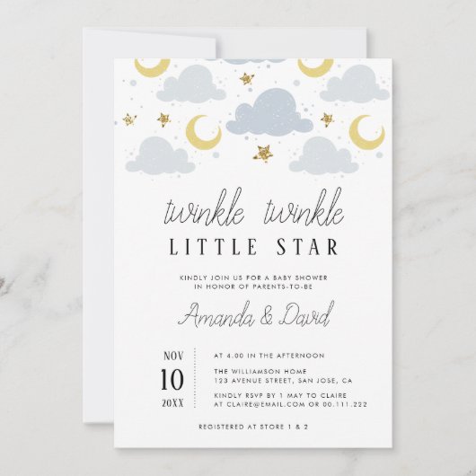 小スターのカップルの赤ちゃんシャワーの招待状 招待状 (正面)