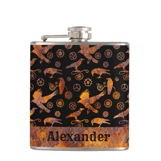 小スタームパンクカラフルラスティギアとカラス フラスク (正面)