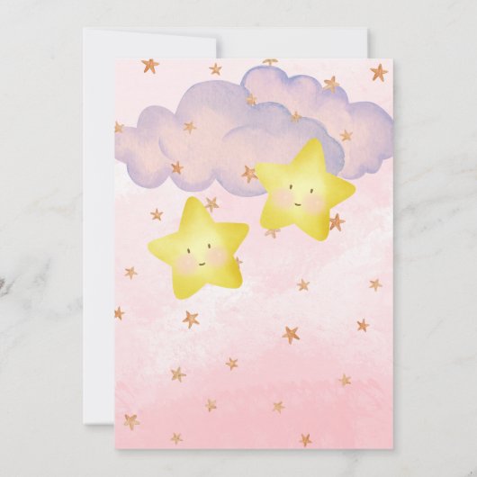 小スペインの星ピンクツインガールズベビーシャワー 招待状 (裏面)