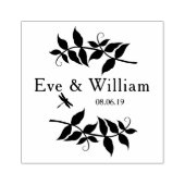 小トンボと枝と葉デザイン ラバースタンプ (インプリント)