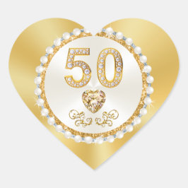 小ハート型50周年記念スタンプ ハートシール