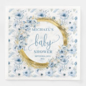 小パステルブルーの花金ゴールド男の子シャワー (正面)