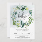 小パーソナライズされたさなかぼちゃの赤ちゃんシャワー 招待状 (正面)