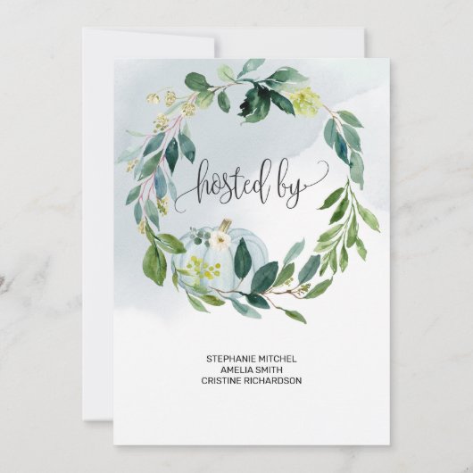 小パーソナライズされたさなかぼちゃの赤ちゃんシャワー 招待状 (裏面)