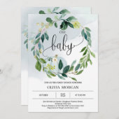 小パーソナライズされたさなかぼちゃの赤ちゃんシャワー 招待状 (正面/裏面)