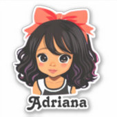 小パーソナライズされたさなヒスパニック漫画の少女 シール (正面)