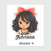 小パーソナライズされたさなヒスパニック漫画の少女 シール (シート)