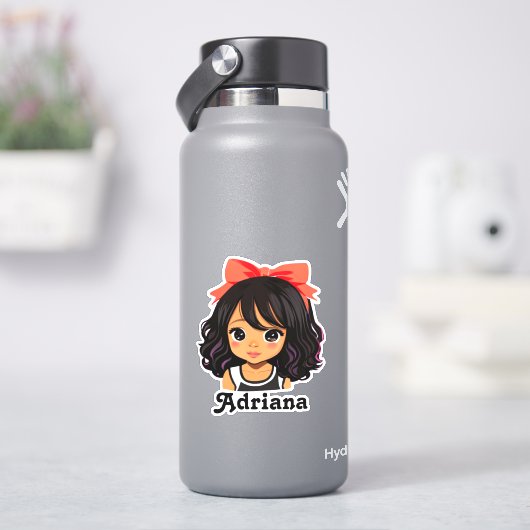 小パーソナライズされたさなヒスパニック漫画の少女 シール (HydroFlask)