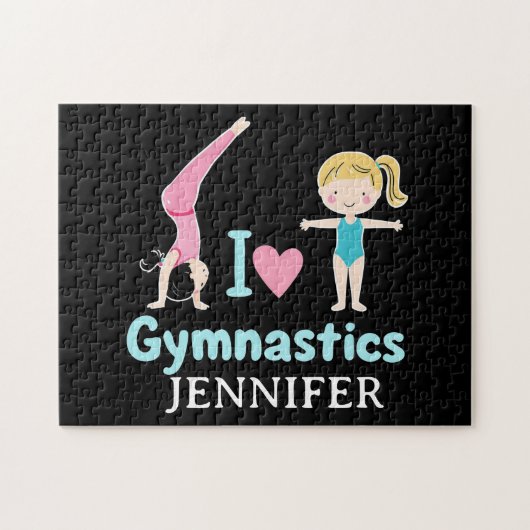 小パーソナライズされたさな体操少女、私は体操が大好き ジグソーパズル (横)