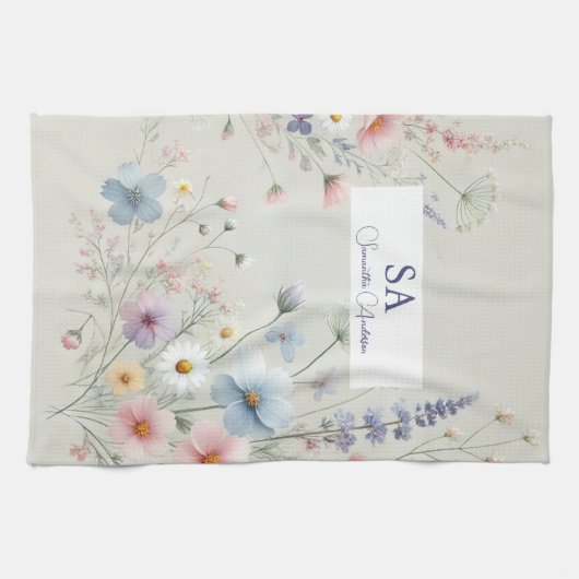 小パーソナライズされたさな野草付きキッチンタオル キッチンタオル (横)