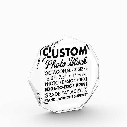 小パーソナライズされた八角形フォトペーパーウェイト フォトブロック (左)