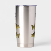 小パーソナライズされた口バスモノグラム魚 保温保冷タンブラー (左面)