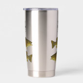 小パーソナライズされた口バスモノグラム魚 保温保冷タンブラー (右面)