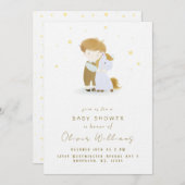 小パーソナライズされた男の子ポニー赤ちゃんシャワー 招待状 (正面/裏面)