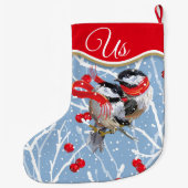 小パーソナライズされた《鳥》アメリカゴガラカップル ラージクリスマスストッキング (裏面)