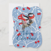 小パーソナライズされた《鳥》アメリカゴガラクリスマスカード サンキューカード (正面)