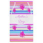 小ピンクストライプ色の母の日紙抱き枕 スモールペーパーバッグ (裏面)